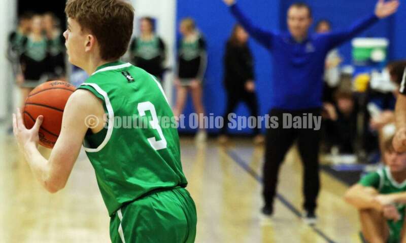 Reading High School coach Bill Stidham reacts on the sideline as Harrison's Derek Stigler looks to make a pass Dec. 8, 2025, during a boys basketball game at Reading. Harrison won 62-42. RICK CASSANO/STAFF